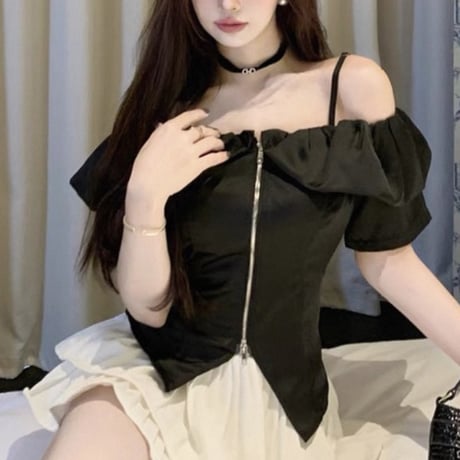 Frill Shoulder Corset Top 3色