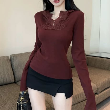 lace フーディートップス 2色