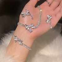 Crystal silver ribbon accessory 3種