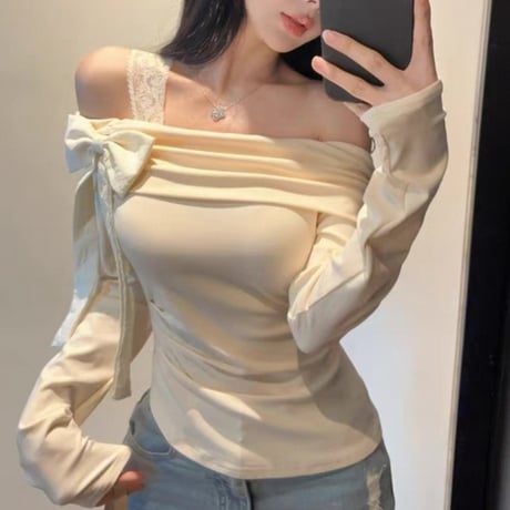 Ribbon One Shoulder Top 2色