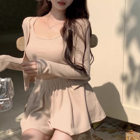 beige culotte 3点セット