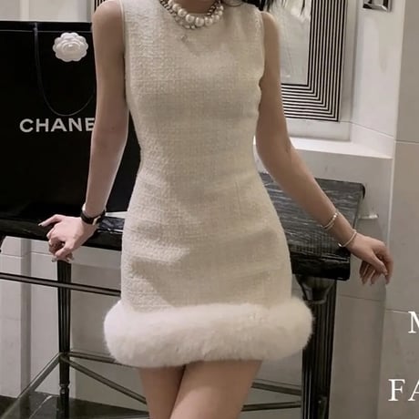 なみめろ様ご着用♡tweed×fur mini op 2色