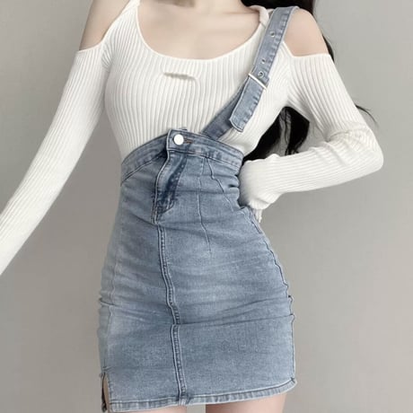 愛咲マリン様ご着用♡one suspender denim skirt