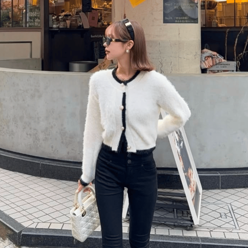 maho様ご着用♡バイカラーシャギーカーディガン2色 | ecrea