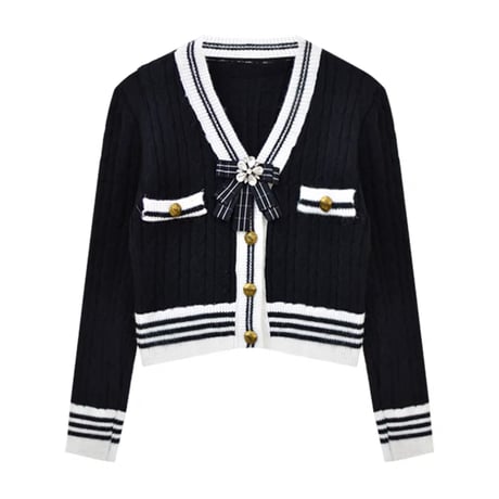 bijou broach バイカラーニットトップス 3色