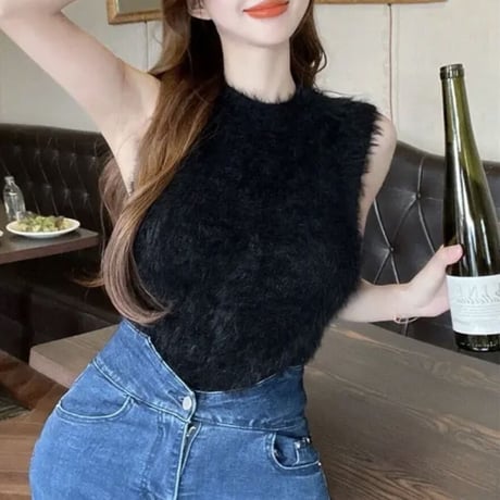 ノースリーブシャギートップス 3色