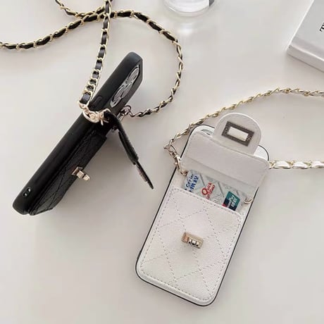 収納付きキルティングiPhoneケース 2色