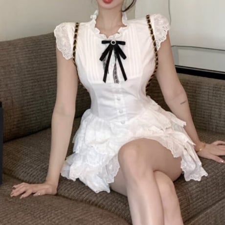 Girlyコットンレース ワンピ