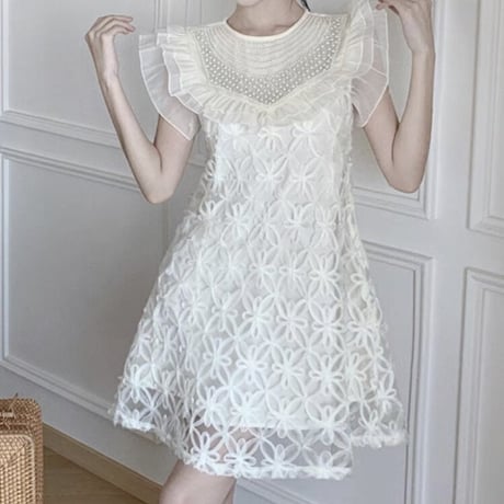 Flower lace frill op