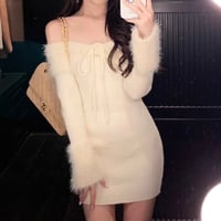 オフショリボンニットワンピ