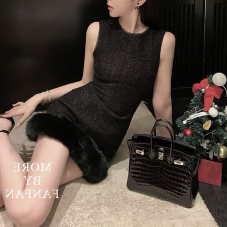 なみめろ様ご着用♡tweed×fur mini op 2色