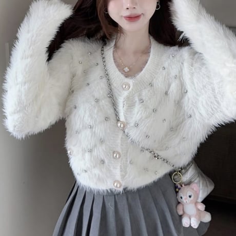 kira kira shaggy cardigan 2色