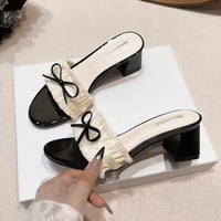 Ribbon Frill Mule Heels