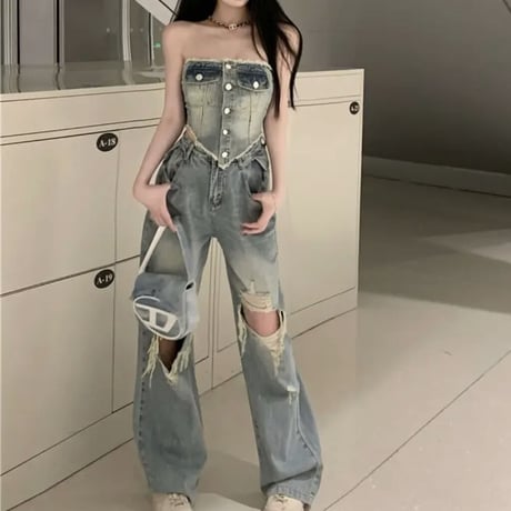 デニムダメージデザインセットアップ