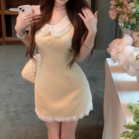 あやぽよ様ご着用♡yellow ノースリミニワンピ