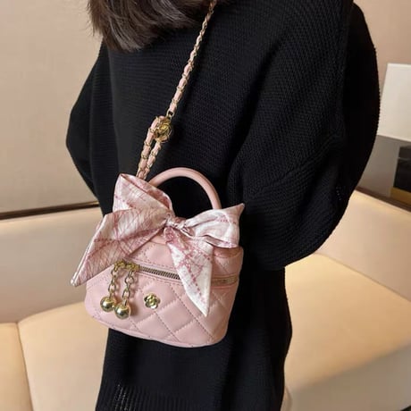 スカーフ付きキルティングバニティbag  2種3色