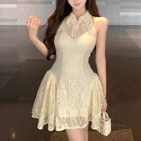 Lace Collar Flare Dress
