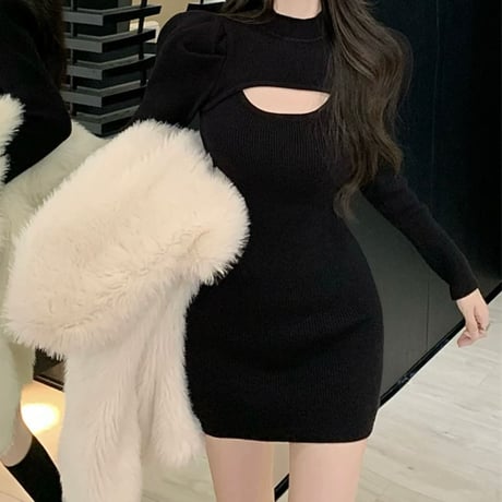 bust cut knit op 2色