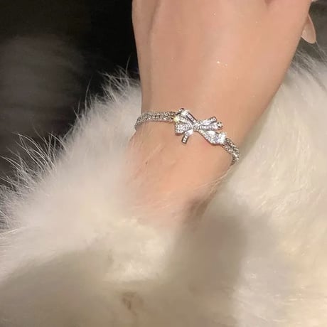 Crystal silver ribbon accessory 3種
