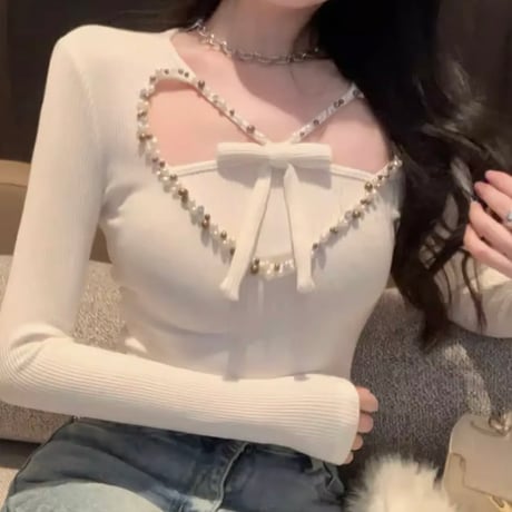 寿リリカ様ご着用♡ビジューリボントップス3色