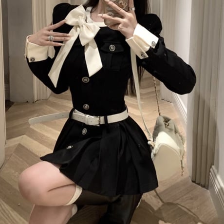 リボン Dolly 長袖ワンピ