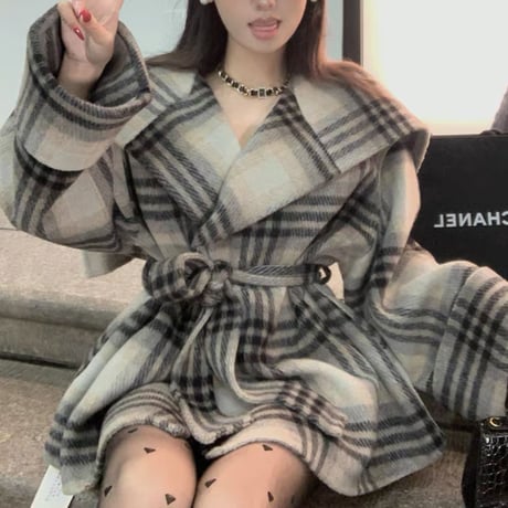big color plaid coat