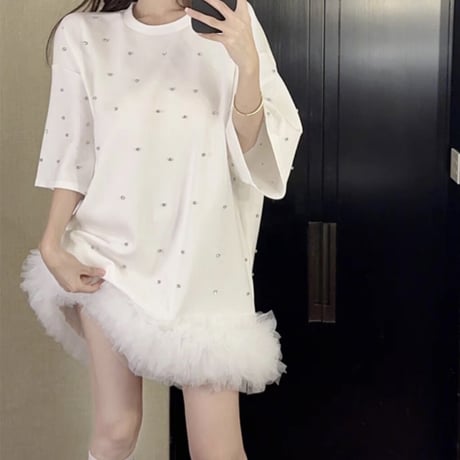 kira kira bijou frill tops 2色