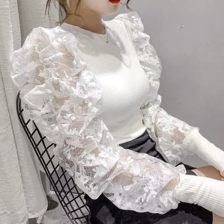 ゆりな様ご着用flower 切り替え トップス 2色