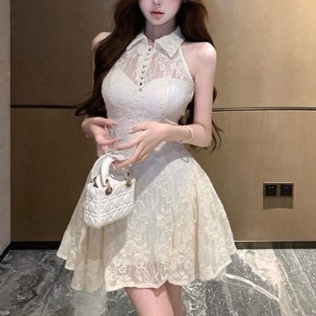 Lace Collar Flare Dress