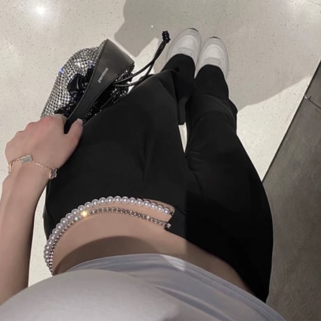 パールチェーンウエストパンツ