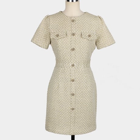 beige design 半袖ワンピ
