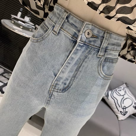 Ribbon denim pants
