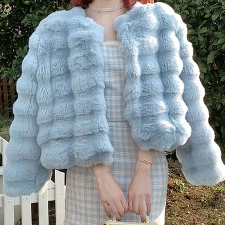 みむちゃん様ご着用♡Blue croissant far design coat