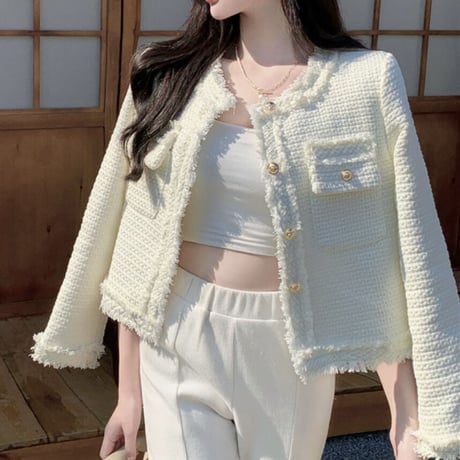 ivory simple tweed jacket