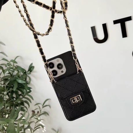 収納付きキルティングiPhoneケース 2色