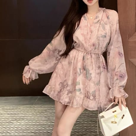 flower pink chiffon op