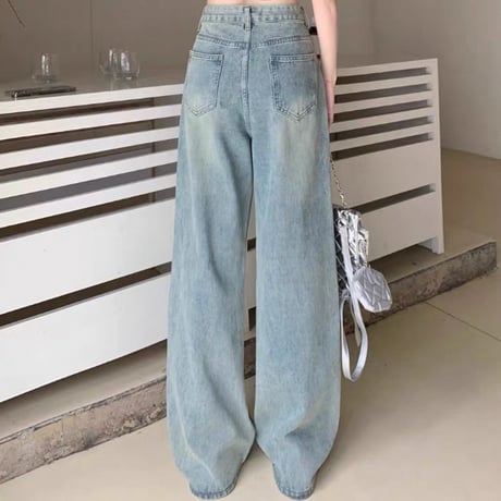 Ribbon Detail Wide Denim