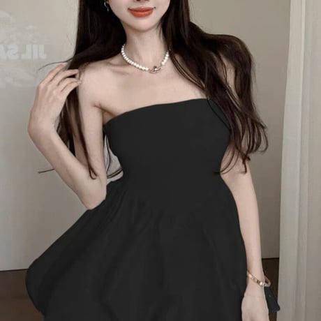 balloon peplum bare tops 2色