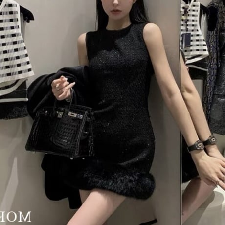 なみめろ様ご着用♡tweed×fur mini op 2色