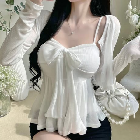 Sheer Ribbon Bustier Top