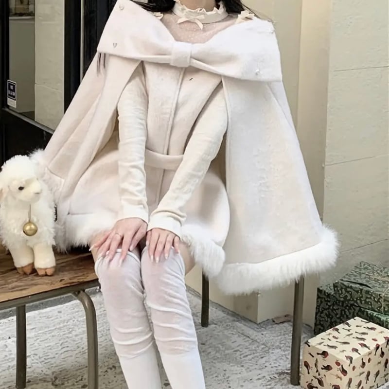 寿リリカ様ご着用♡リボンモチーフケープコート | ecrea