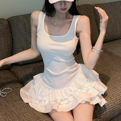Ruffle Hem Mini Dress 2色