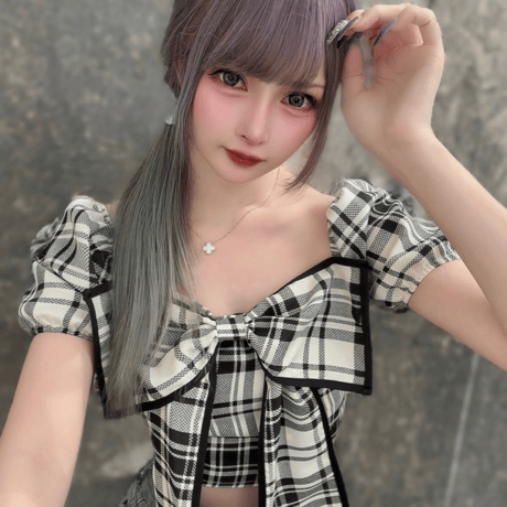 らむめろ様ご着用♡Check Big Ribbon Top