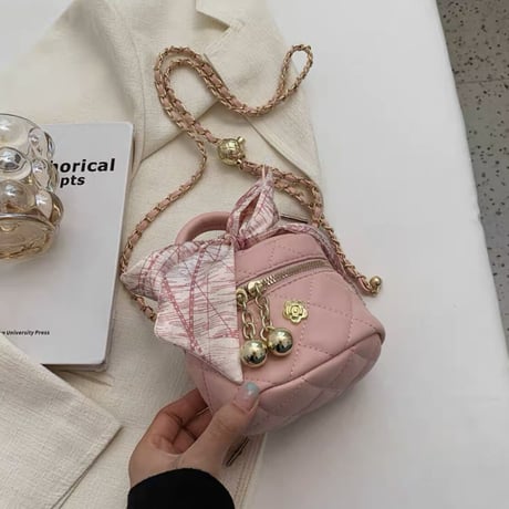 スカーフ付きキルティングバニティbag  2種3色