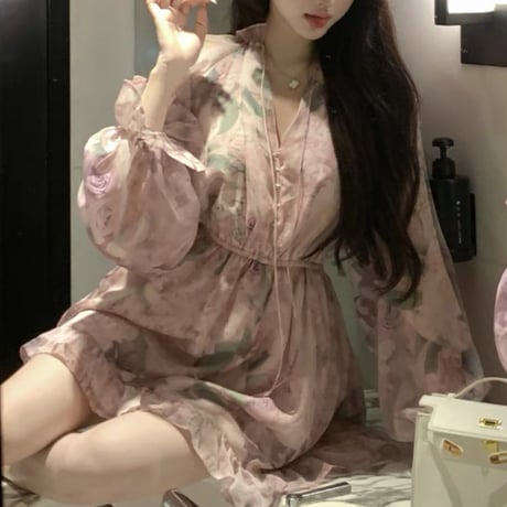 flower pink chiffon op