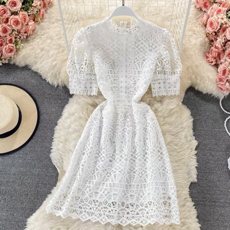 パフスリall lace ワンピ4色