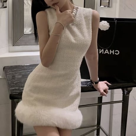 なみめろ様ご着用♡tweed×fur mini op 2色