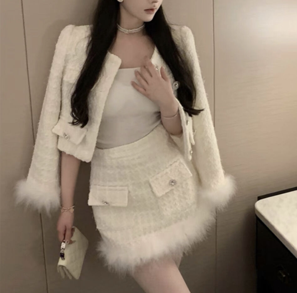 I♡NY　ツィード セットアップのスカートのみ　ミンクファー付 I♡NY ツィード セットアップのスカートのみ ミンクファー付 ツイード