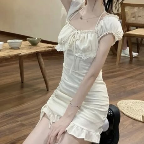 フリルギャザーGirly半袖ワンピ