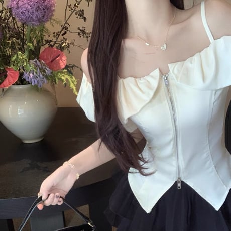 Frill Shoulder Corset Top 3色